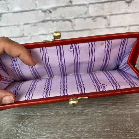 Coach red leather Kisslock  trifold checkbook wallet. - Picture 7 of 9